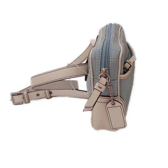 Auth COACH Signature - Light Blue Cream Jacquard Leather Bum Bag - Picture 7 of 10